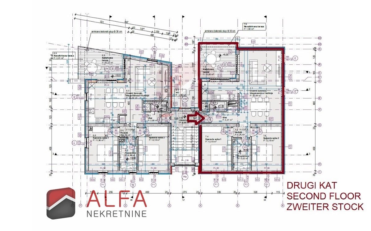 Hrvaška, Vodice, novogradnja - dvosobno stanovanje, pogled na morje, drugo nadstropje