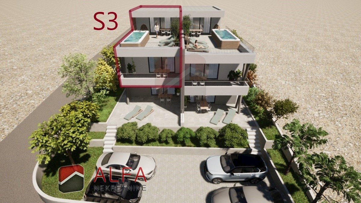 Hrvaška, Vodice, novogradnja, prodaja dupleks stanovanje z veliko teraso in pogledom na morje