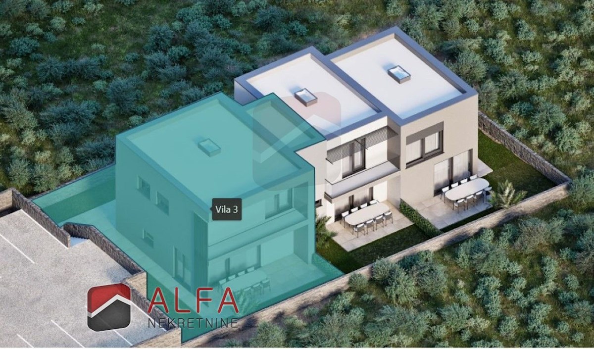 Hrvaška, Vodice, NOVOGRADNJA, prodaja dvonadstropna vrstna hiša z lastnim dvoriščem