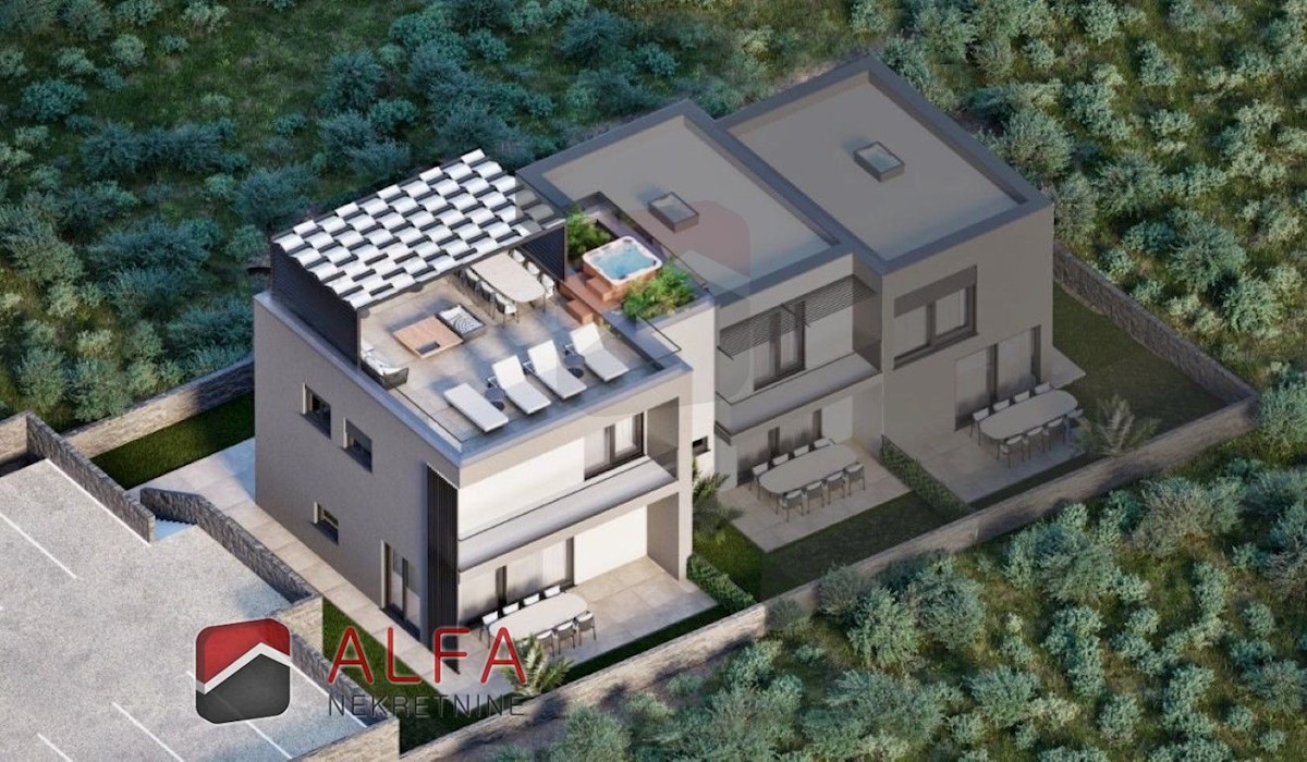 Hrvaška, Vodice, NOVOGRADNJA, prodaja dvonadstropna vrstna hiša z lastnim dvoriščem
