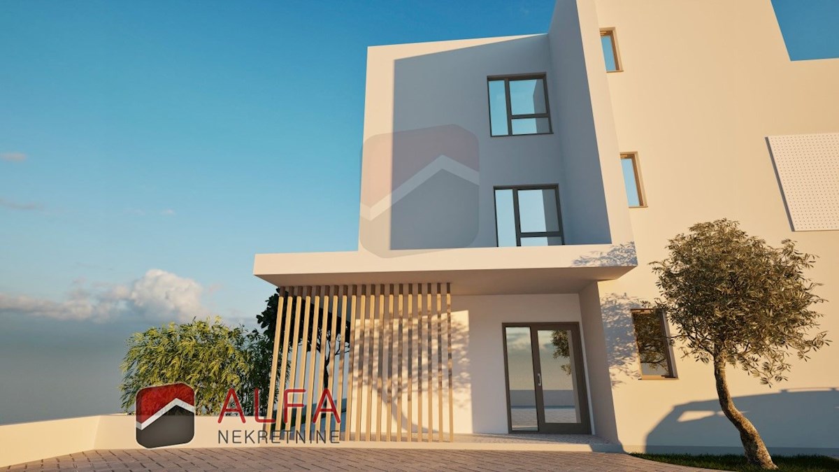 Hrvaška, Vodice – prodaja novo dvonadstropno stanovanje, bazen, vrt, pogled na morje