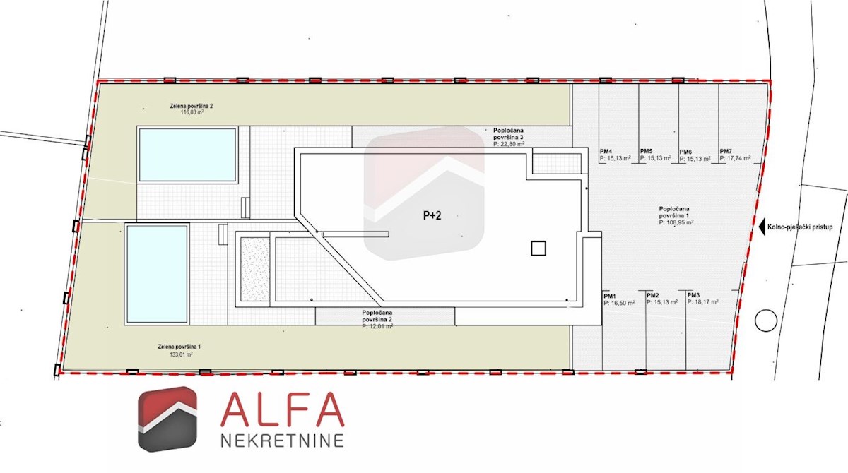 Hrvaška, Vodice – prodaja novo dvonadstropno stanovanje, bazen, vrt, pogled na morje