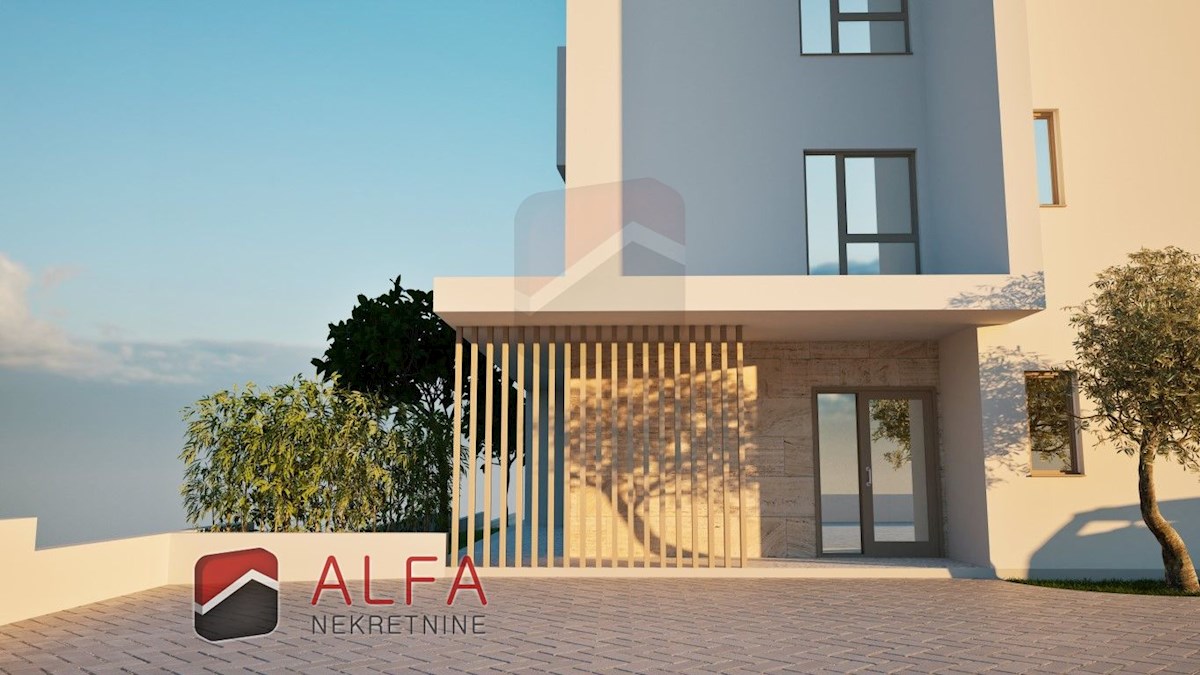 Hrvaška, Vodice – prodaja novo dvonadstropno stanovanje, bazen, vrt, pogled na morje