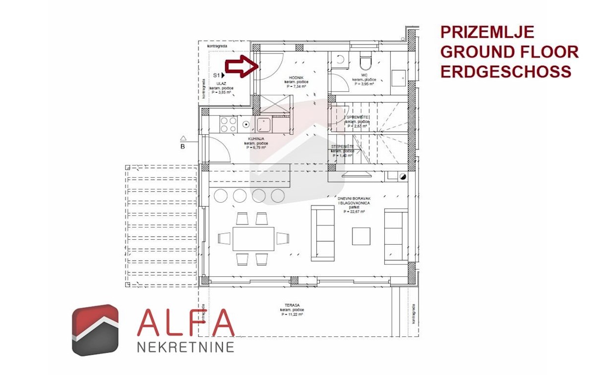 Hrvaška, Vodice, prodaja nova, popolnoma opremljena polsamostojna hiša z bazenom