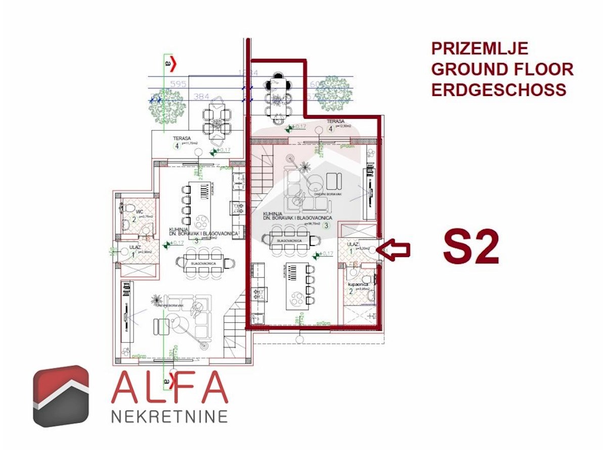Hrvaška, Vodice – prodaja nova polpritlična dvonadstropna hiša z lastnim vrtom
