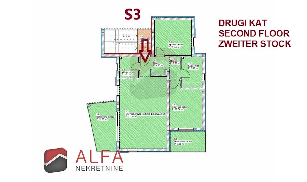Hrvaška, Vodice – prodaja novo udobno stanovanje, drugo nadstropje, talno ogrevanje