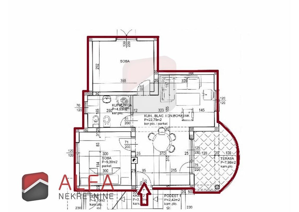 Hrvaška, Vodice – prodaja opremljeno stanovanje v pritličju