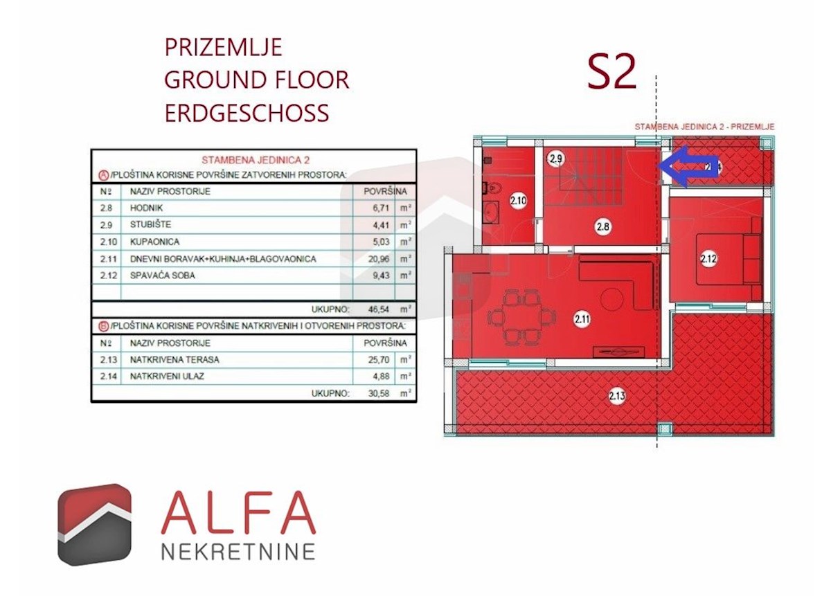 Hrvaška, Vodice, nova udobna polsamostojna hiša z bazenom in pogledom na morje