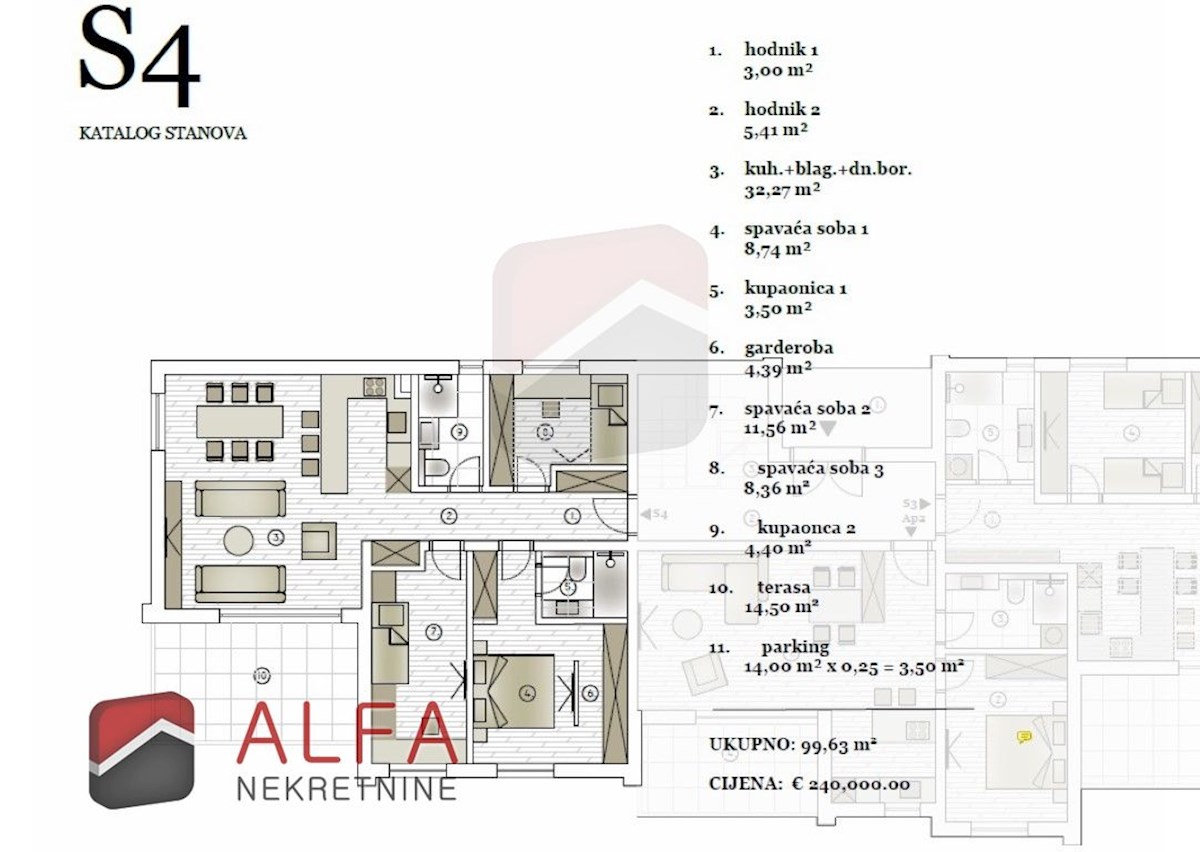 Hrvaška, Vodice, prodamo nov komforten trisobni apartma, prvo nadstropje ​