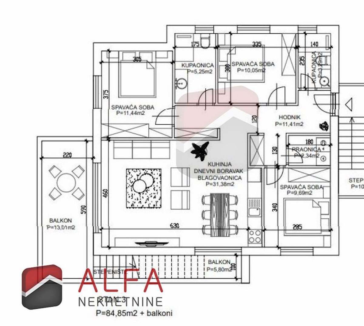 Hrvaška, Vodice, novogradnja, prodamo udobno stanovanje v prvem nadstropju + strešna terasa