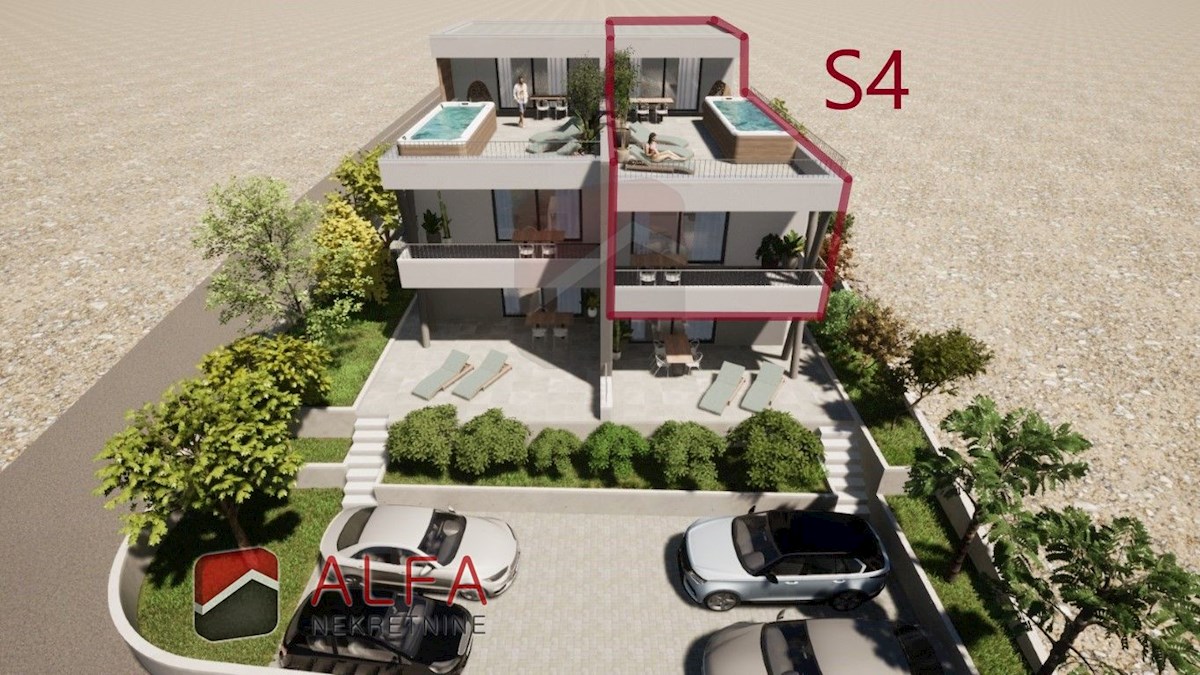 Hrvaška, Vodice, novogradnja, prodaja dupleks stanovanje z veliko teraso in pogledom na morje