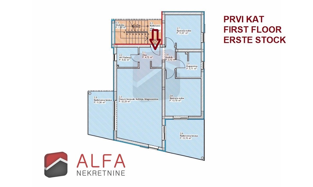 Hrvaška, Vodice – prodaja novo udobno stanovanje, prvo nadstropje, talno ogrevanje