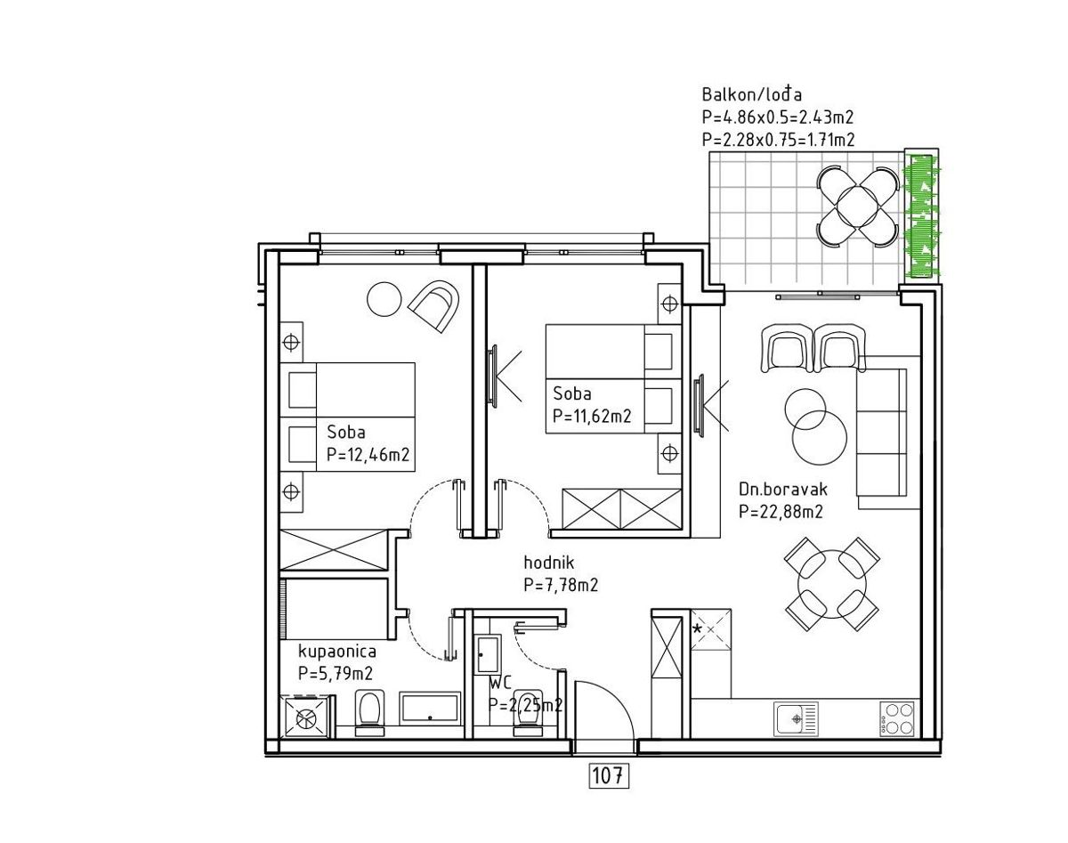 Apartma Makarska, 66,92m2