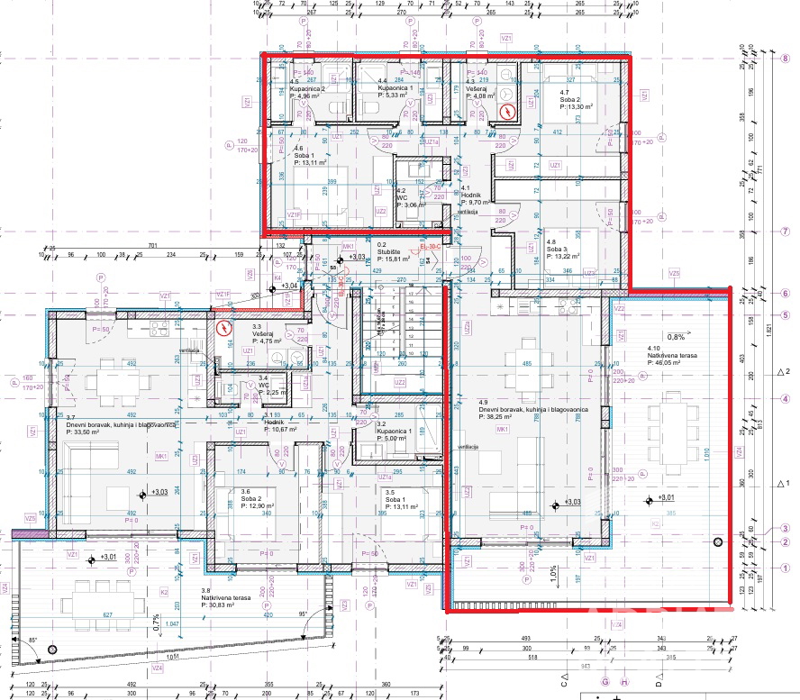 Tribunj, stan s tremi spalnicami in veliko teraso v novogradnji