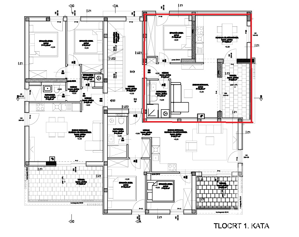 Vodice, novogradnja, enoprostanjski apartma 600 m od plaže
