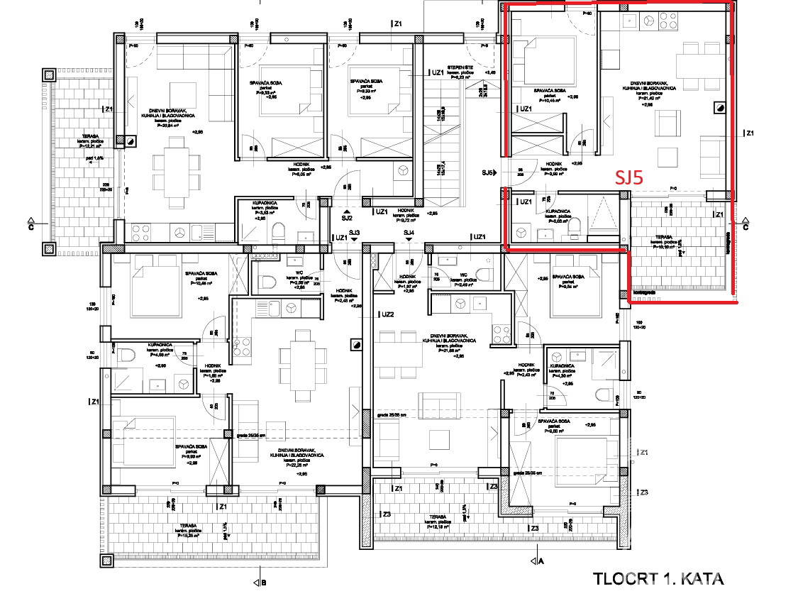 Vodice, novogradnja, enoprostanjski apartma 600 m od plaže