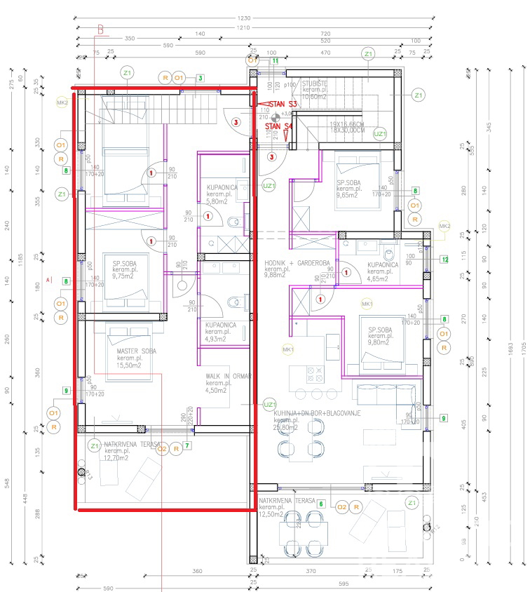 Vodice, moderni dvoetažni apartma s pogledom na morje, 110,31 m2