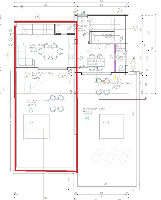 Vodice, moderni dvoetažni apartma s pogledom na morje, 110,31 m2