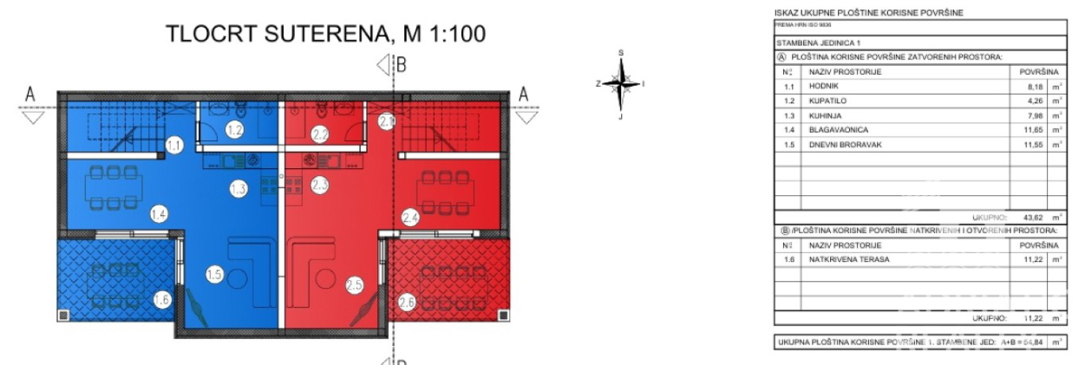 Vodice, dvojna hiša z dvema stanovanjema in bazenom, čudovit pogled na morje