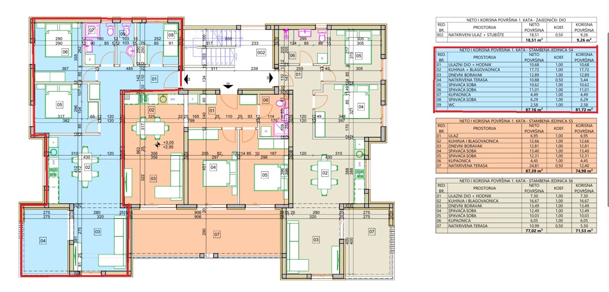 Vodice, dvosobno stanovanje z razgledom na morje