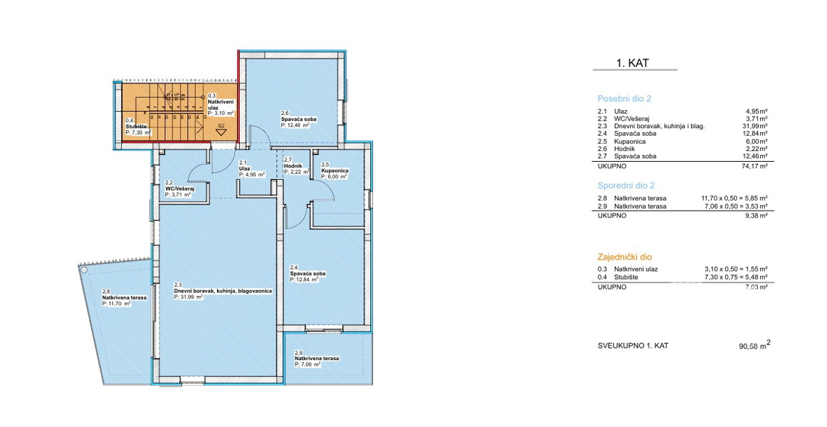 Vodice, sodoben dvosobni stanovanje na mirni lokaciji