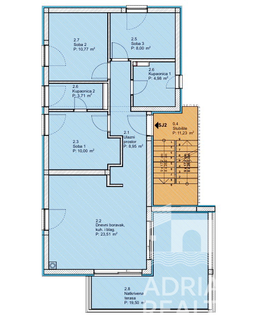Vodice, sodoben triosobni apartma v bližini plaže, pogled na morje