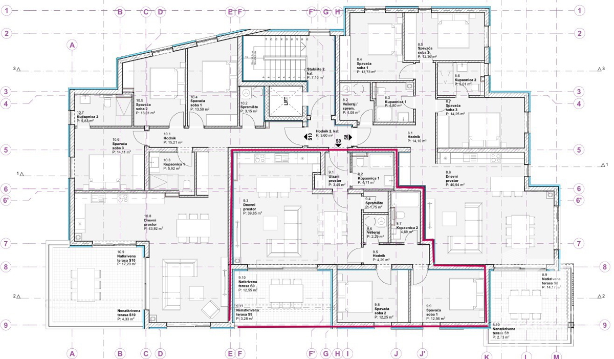 Vodice, stanovanje z dvema spalnicama in pogledom na morje