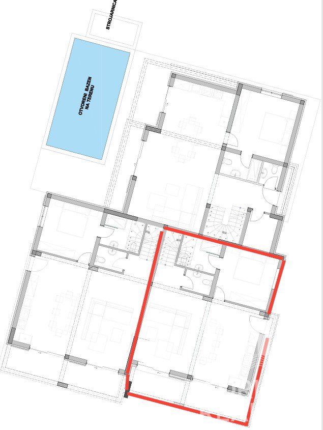 Jezera, otok Murter, sodoben dvoetažni apartma z bazenom na strešni terasi