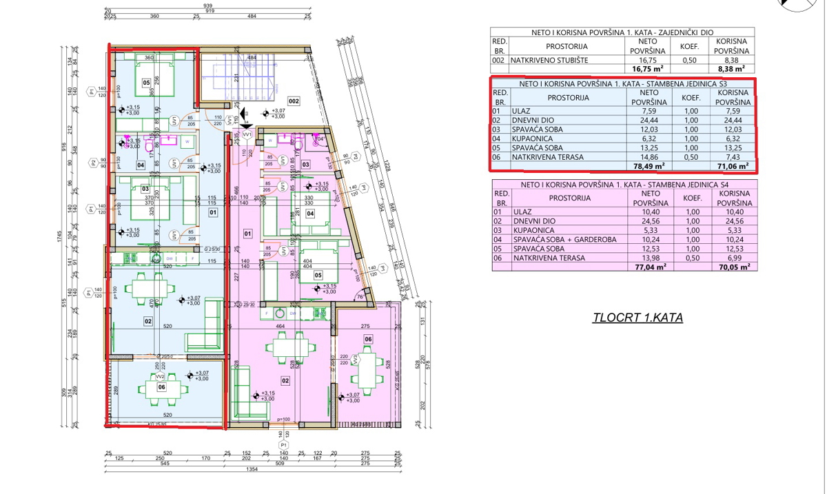 Vodice, dvosobno stanovanje s teraso in parkirnim mestom