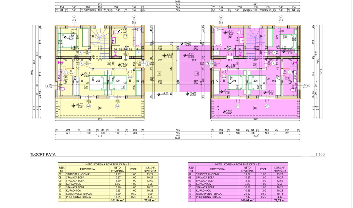 Vodice, novogradnja, moderna dvojna hiša z garažo in bazenom