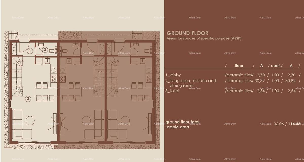 Medulin, Moderni troetažni apartma s pogledom na morje