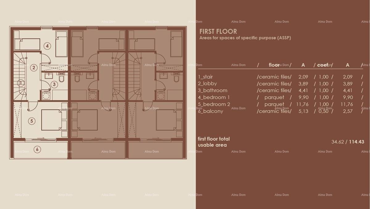 Medulin, Moderni troetažni apartma s pogledom na morje