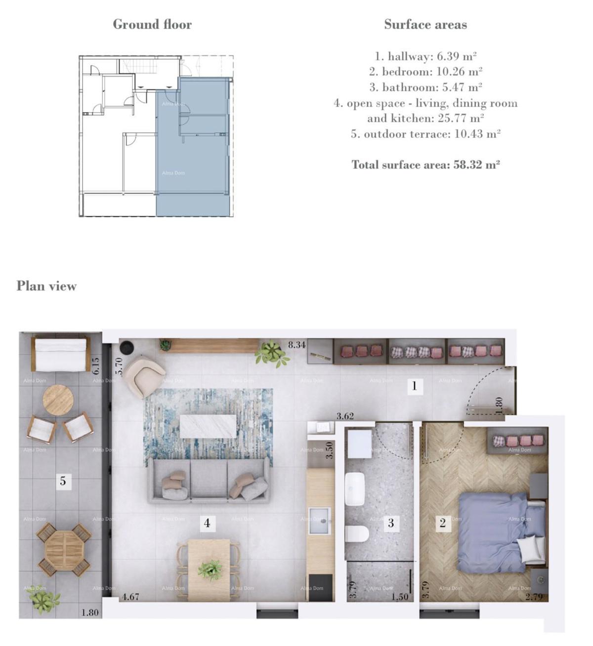 Prodaja - stan v novogradnji z vrtom in parkirnim mestom, Rovi