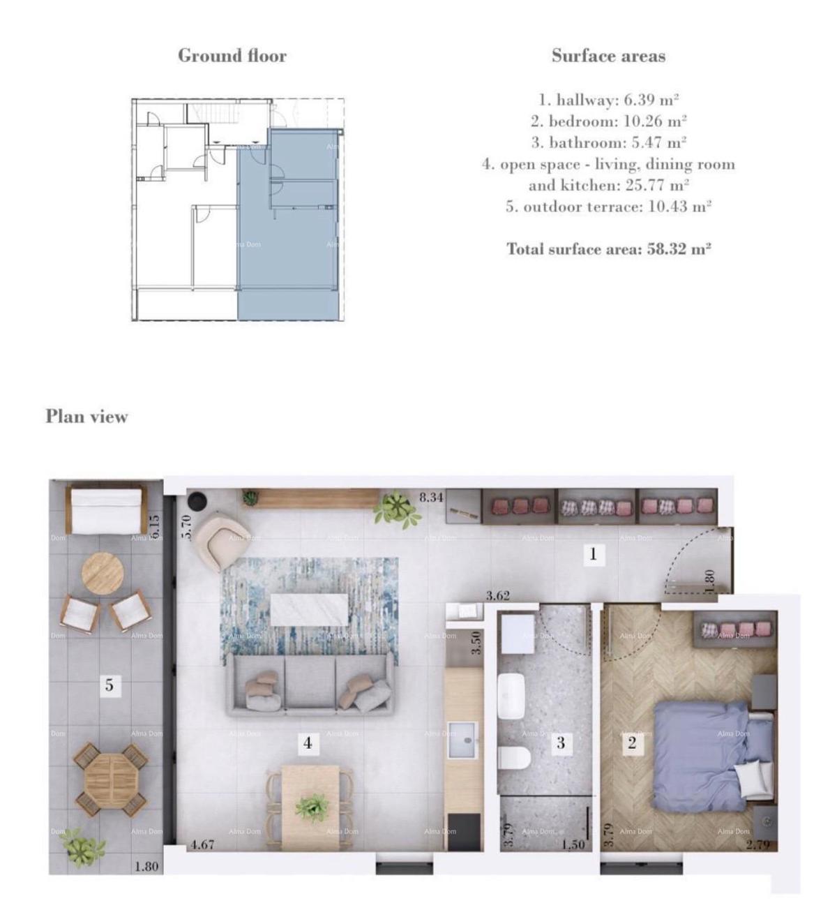 Prodaja - Stan v gradnji z vrtom in parkirnim mestom, blizu Rovinjskega sela!