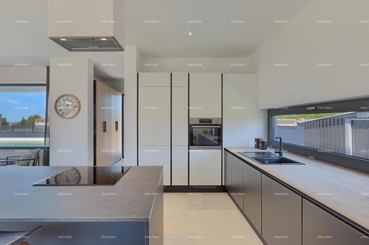 Pula Galižana. Vila s bazenom, zunanjo kuhinjo in pogledom na morje.