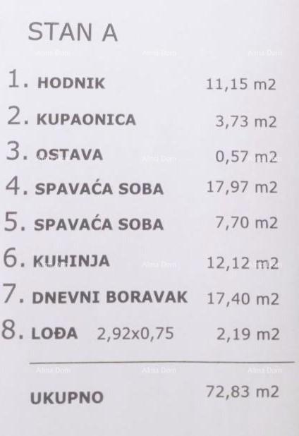 Pula – renoviran dvosobni stan v centru, 72,83 m²
