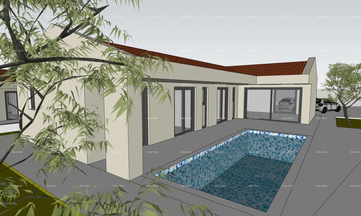 PRODAJA – Građevinsko zemljišče z gradbenim dovoljenjem in projektom hiše s bazenom, Marčana!