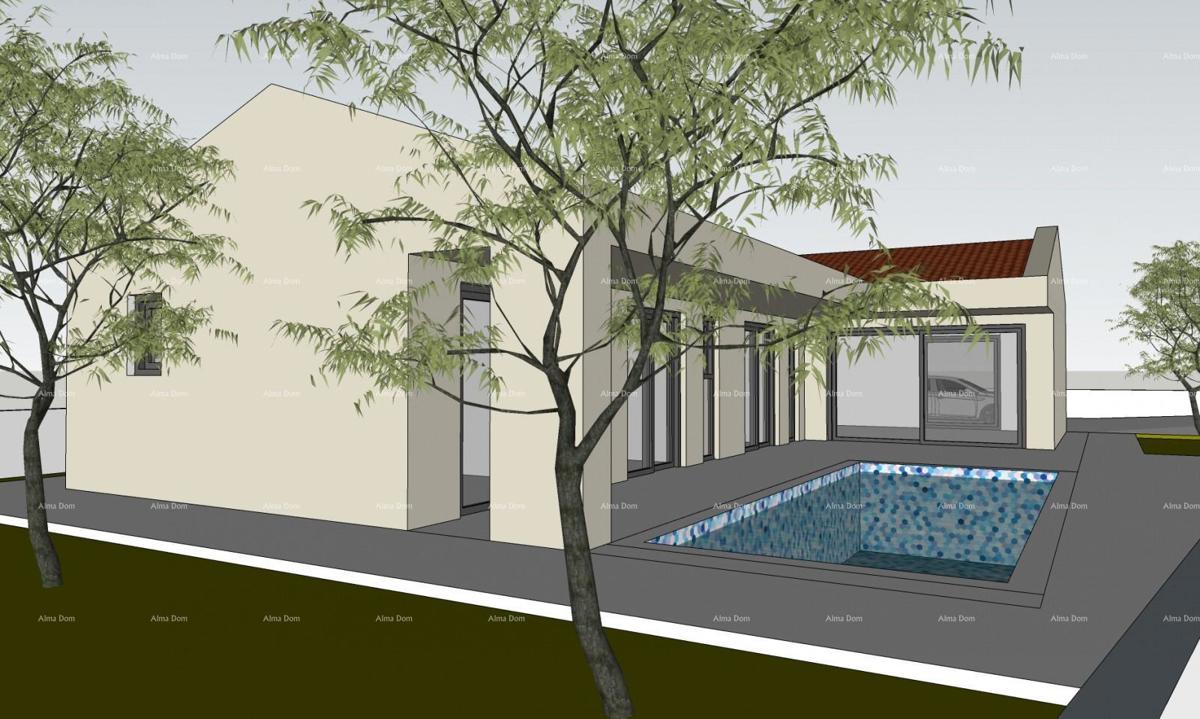 PRODAJA – Građevinsko zemljišče z gradbenim dovoljenjem in projektom hiše s bazenom, Marčana!