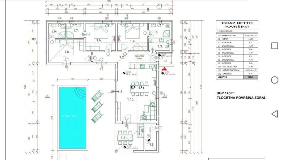 Marčana, hiša 125 m² s bazenom