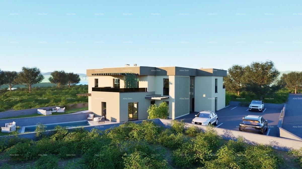 Stan v Ližnjanu, 1000 m od morja, s teraso in parkirnim mestom