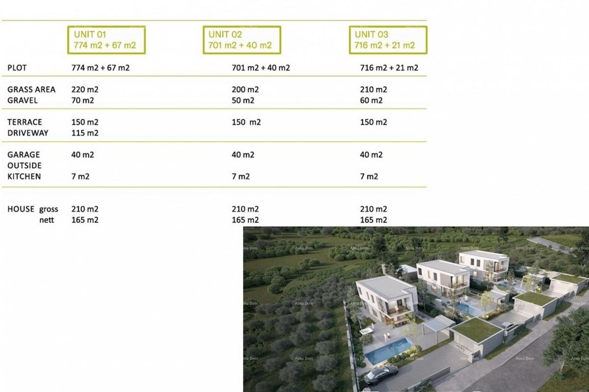 POMER - Prodaja gradbenega zemljišča v bližini morja / projekt za 3 premium vile
