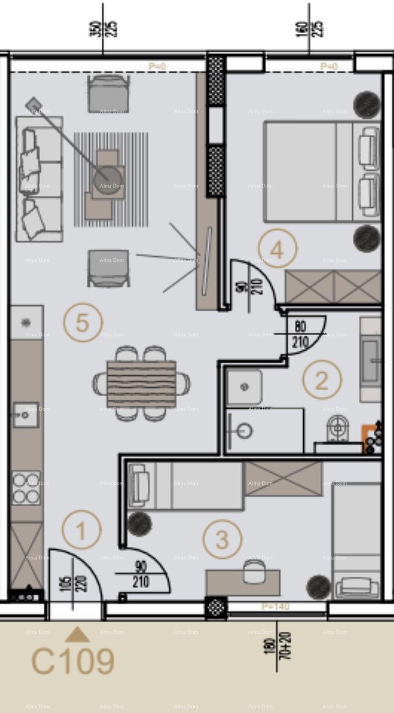 Prodaja stanov v novem poslovno-stanovanjskem projektu, Poreč, C109
