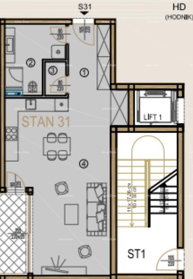 Poreč - prodaja stanovanja v poslovno-stanovanjskem, modernem kompleksu. S31