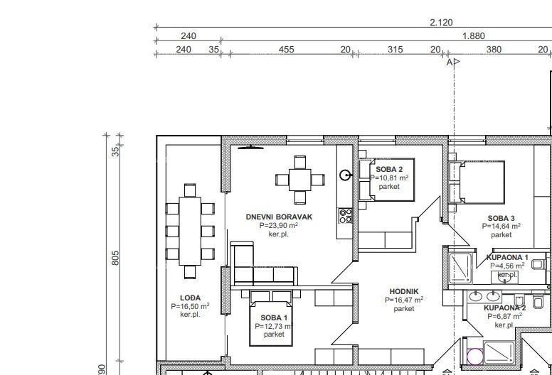 Banjole! Trisobno stanovanje v novogradnji!