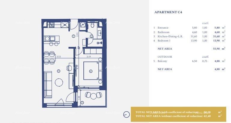 Luksuzni resort s krovnim infinity bazenom! Prodaja stanovanja s pogledom na morje in parkirnim mestom! Umag!