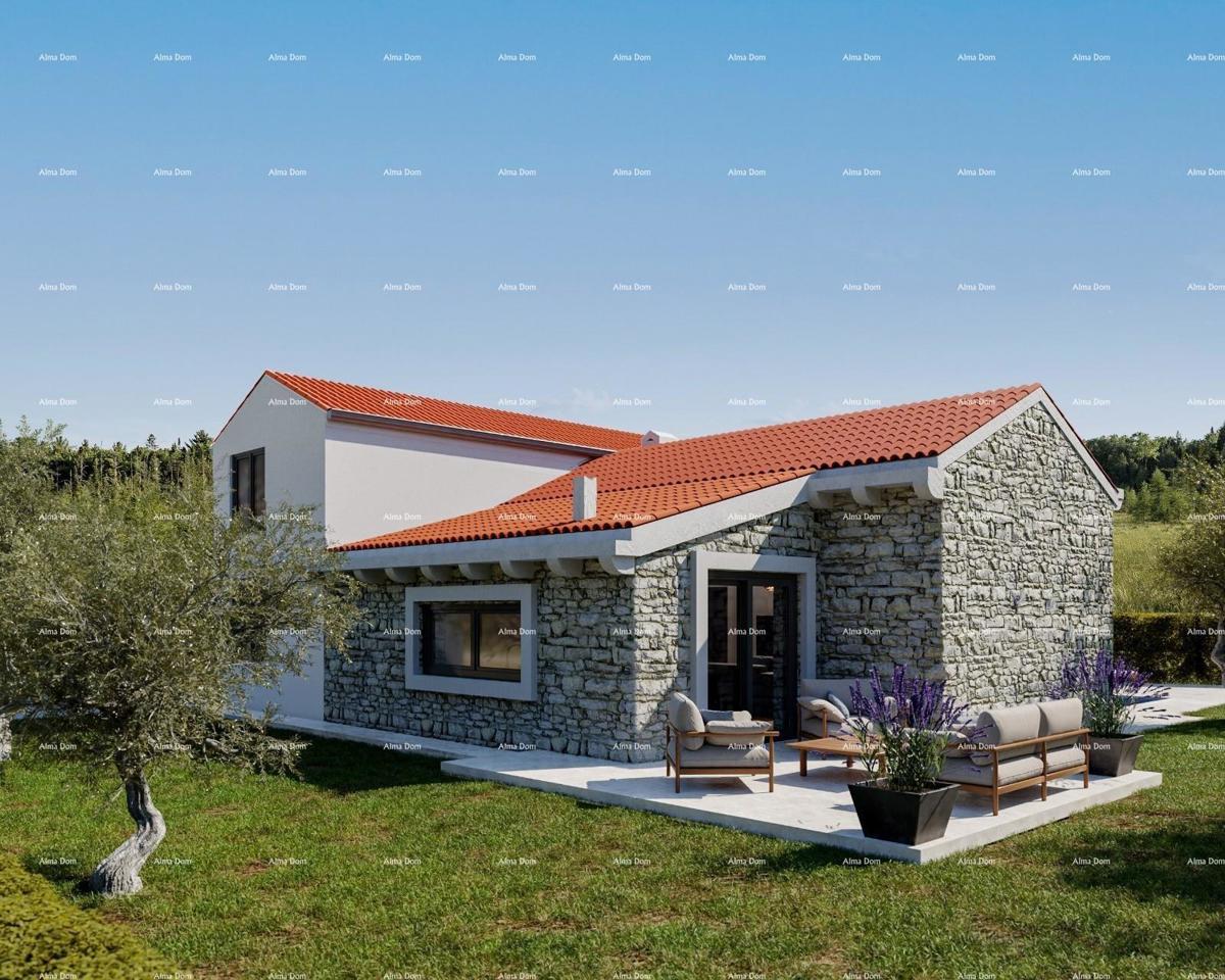 Vodnjan. Hiša v gradnji z bazenom in Svetvinčenat, zemljišče z gradbenim dovoljenjem!