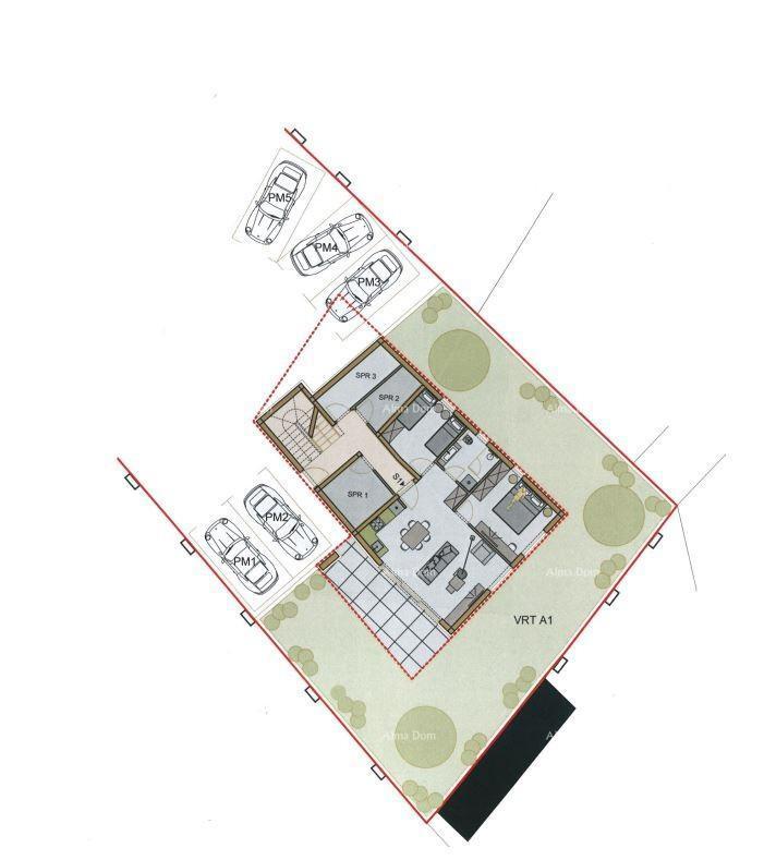 Dvosobno stanovanje z velikim vrtom 100 metrov od obale.