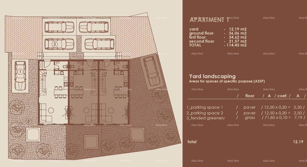 Medulin, Moderni troetažni apartma s pogledom na morje