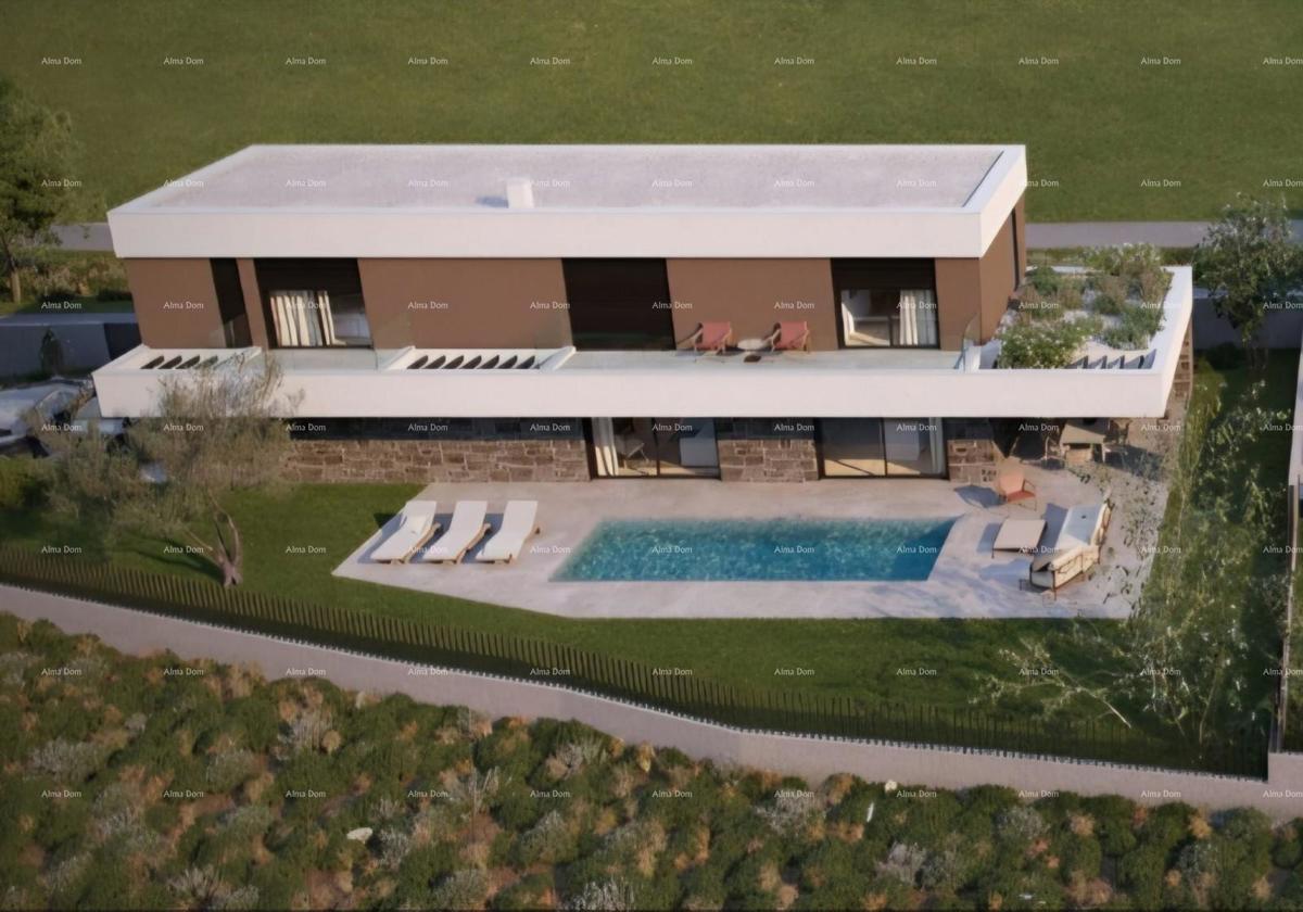Kanfanar, moderna hiša v fazi Roh-bau