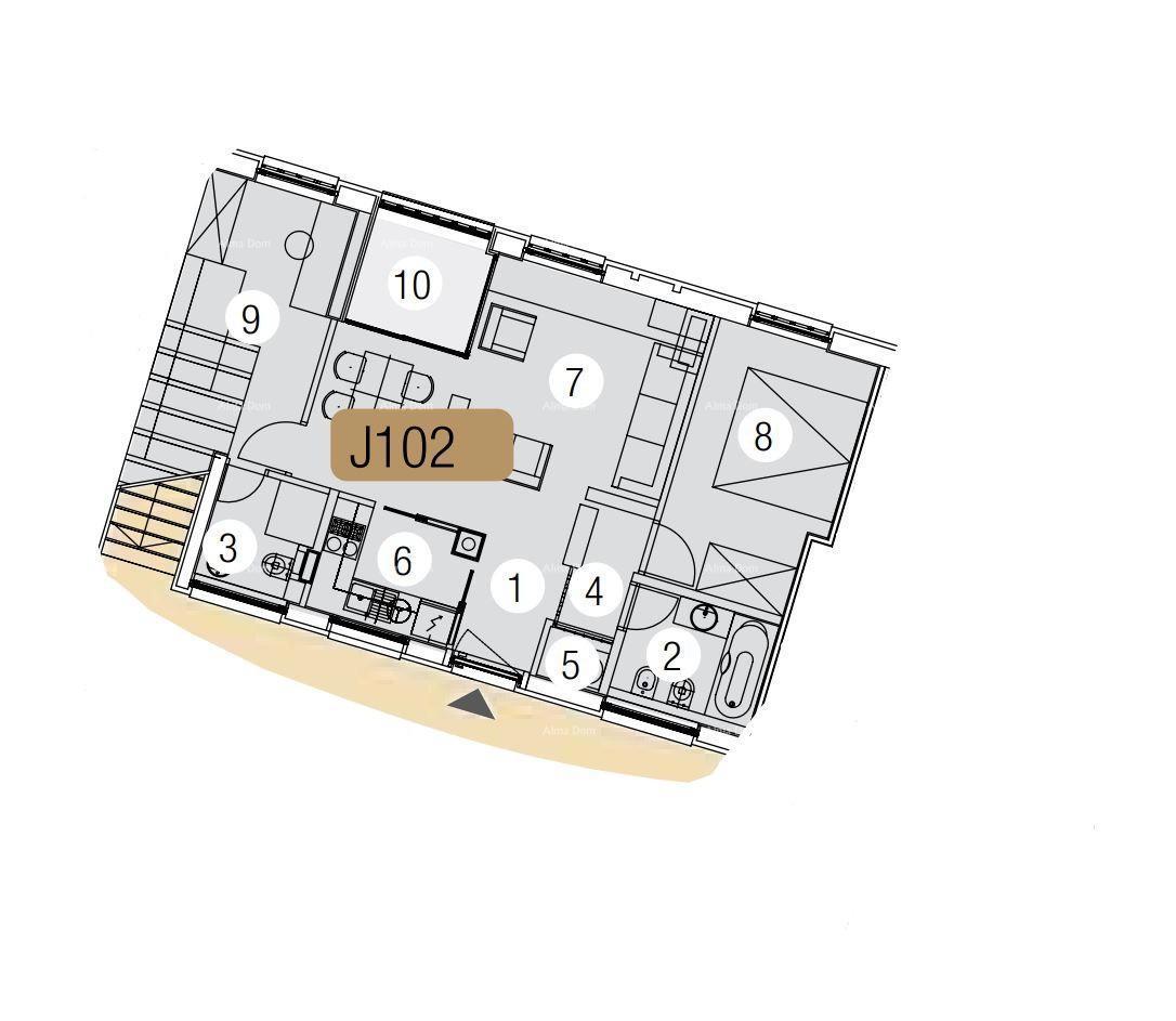 Dvosobno stanovanje z dvema kopalnicama